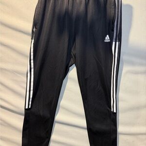 Adidas Black Slim Fit Joggers with White Stripes